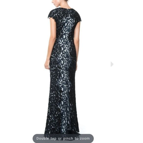 Tadashi Shoji Dress Size 16 Blue Black Lace Illusion‎ Mother of the Bride - Picture 2 of 13
